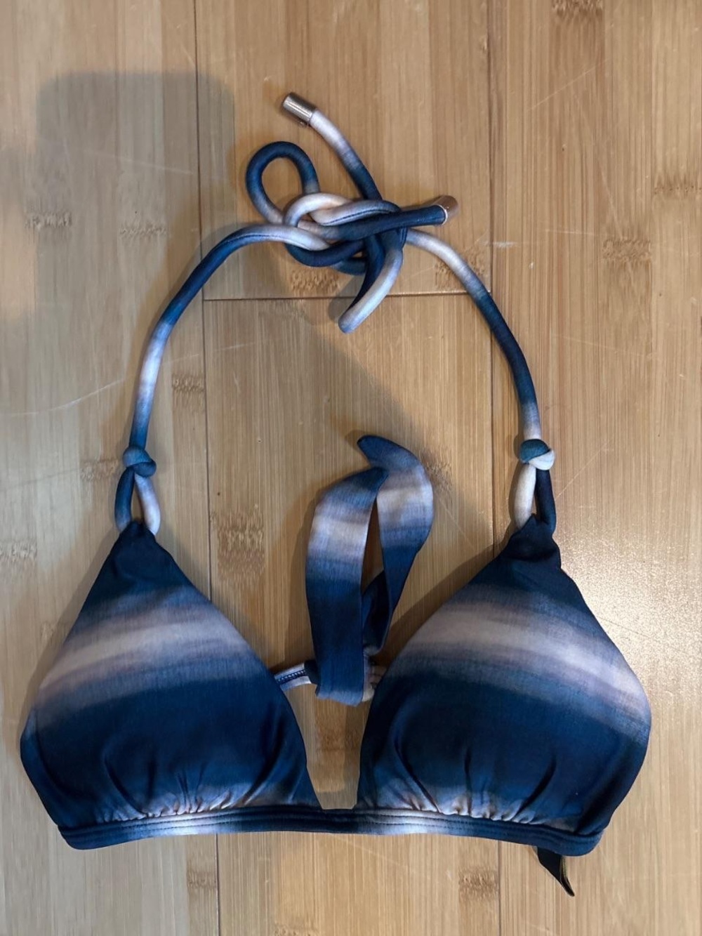 Women's Ombre Shade And Shore Navy Halter Triangle Bikini Top
